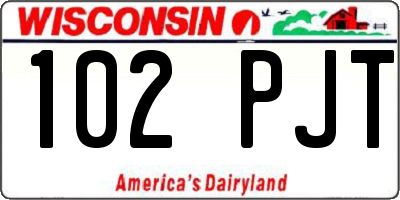 WI license plate 102PJT