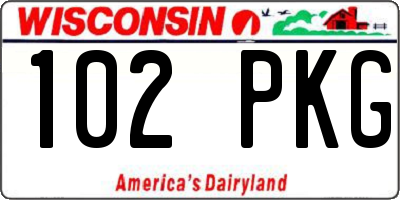 WI license plate 102PKG