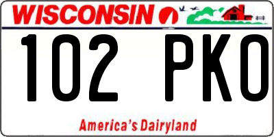 WI license plate 102PKO