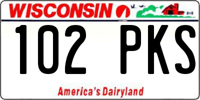 WI license plate 102PKS