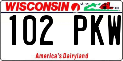 WI license plate 102PKW