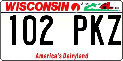 WI license plate 102PKZ