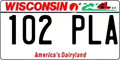 WI license plate 102PLA