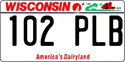 WI license plate 102PLB