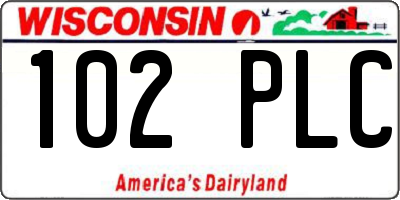 WI license plate 102PLC