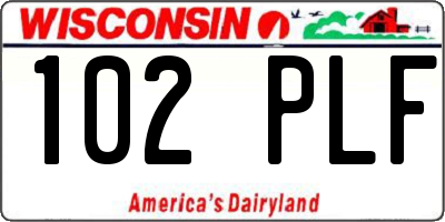 WI license plate 102PLF