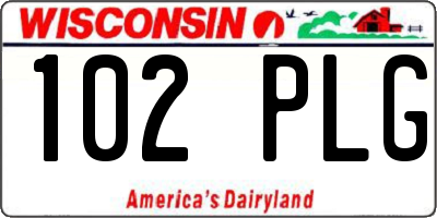 WI license plate 102PLG