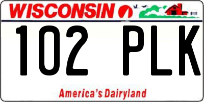 WI license plate 102PLK