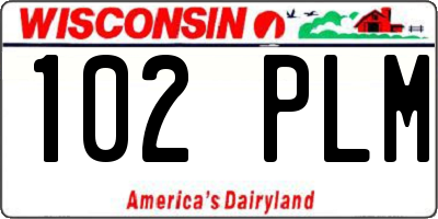WI license plate 102PLM
