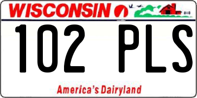 WI license plate 102PLS