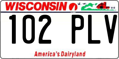 WI license plate 102PLV