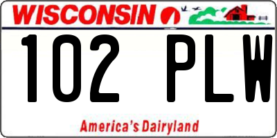 WI license plate 102PLW