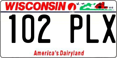 WI license plate 102PLX