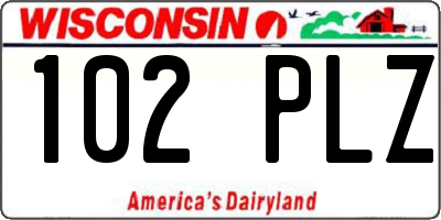 WI license plate 102PLZ