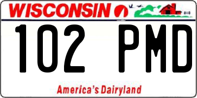 WI license plate 102PMD