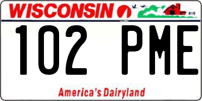 WI license plate 102PME