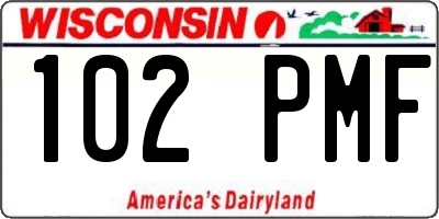 WI license plate 102PMF
