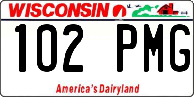 WI license plate 102PMG