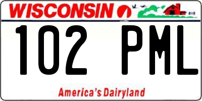WI license plate 102PML