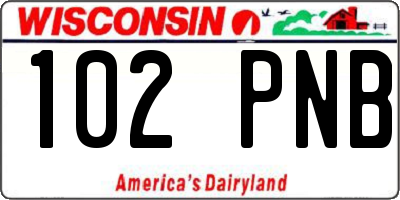 WI license plate 102PNB