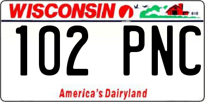 WI license plate 102PNC