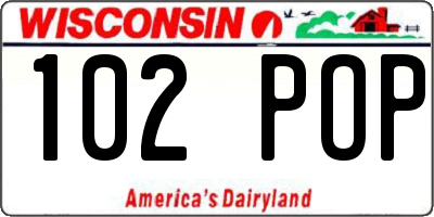 WI license plate 102POP