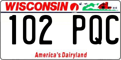 WI license plate 102PQC