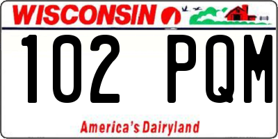 WI license plate 102PQM