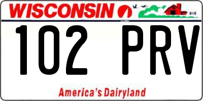 WI license plate 102PRV
