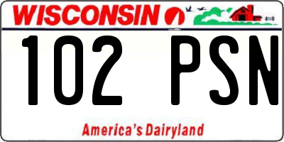 WI license plate 102PSN