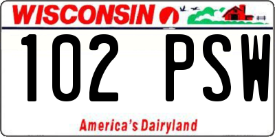 WI license plate 102PSW
