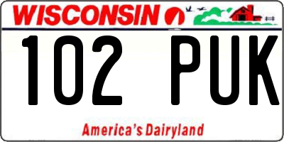 WI license plate 102PUK