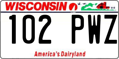 WI license plate 102PWZ