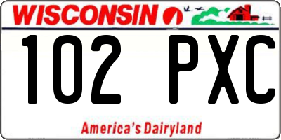 WI license plate 102PXC