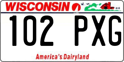WI license plate 102PXG