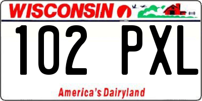WI license plate 102PXL
