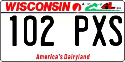 WI license plate 102PXS
