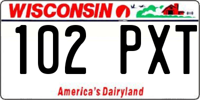WI license plate 102PXT