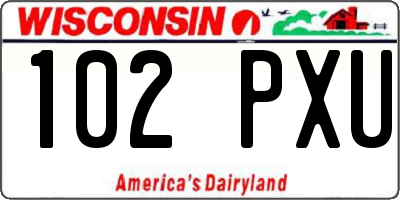 WI license plate 102PXU