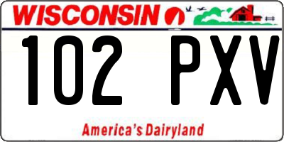 WI license plate 102PXV