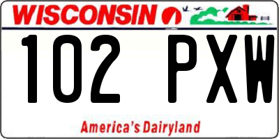 WI license plate 102PXW