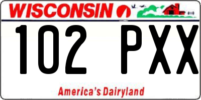 WI license plate 102PXX