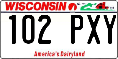 WI license plate 102PXY