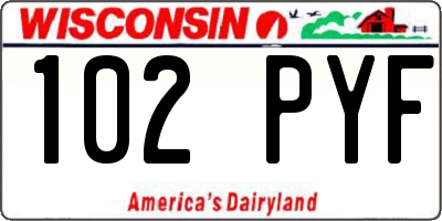 WI license plate 102PYF