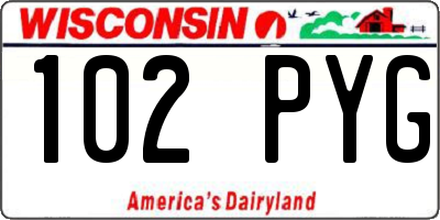 WI license plate 102PYG