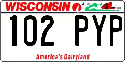 WI license plate 102PYP