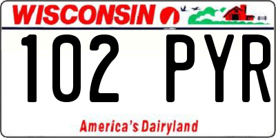 WI license plate 102PYR