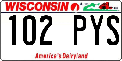 WI license plate 102PYS