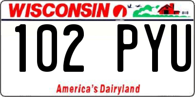 WI license plate 102PYU