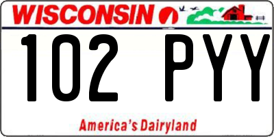 WI license plate 102PYY